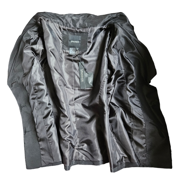 Spanner evening formal event cocktail black jacket blouse with sash shiny 12 - Picture 10 of 15